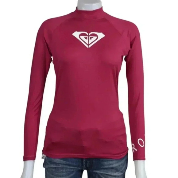 Roxy Whole Hearted Long Sleeve Rash Guard Pink  Junior Size 10 - Picture 2 of 10